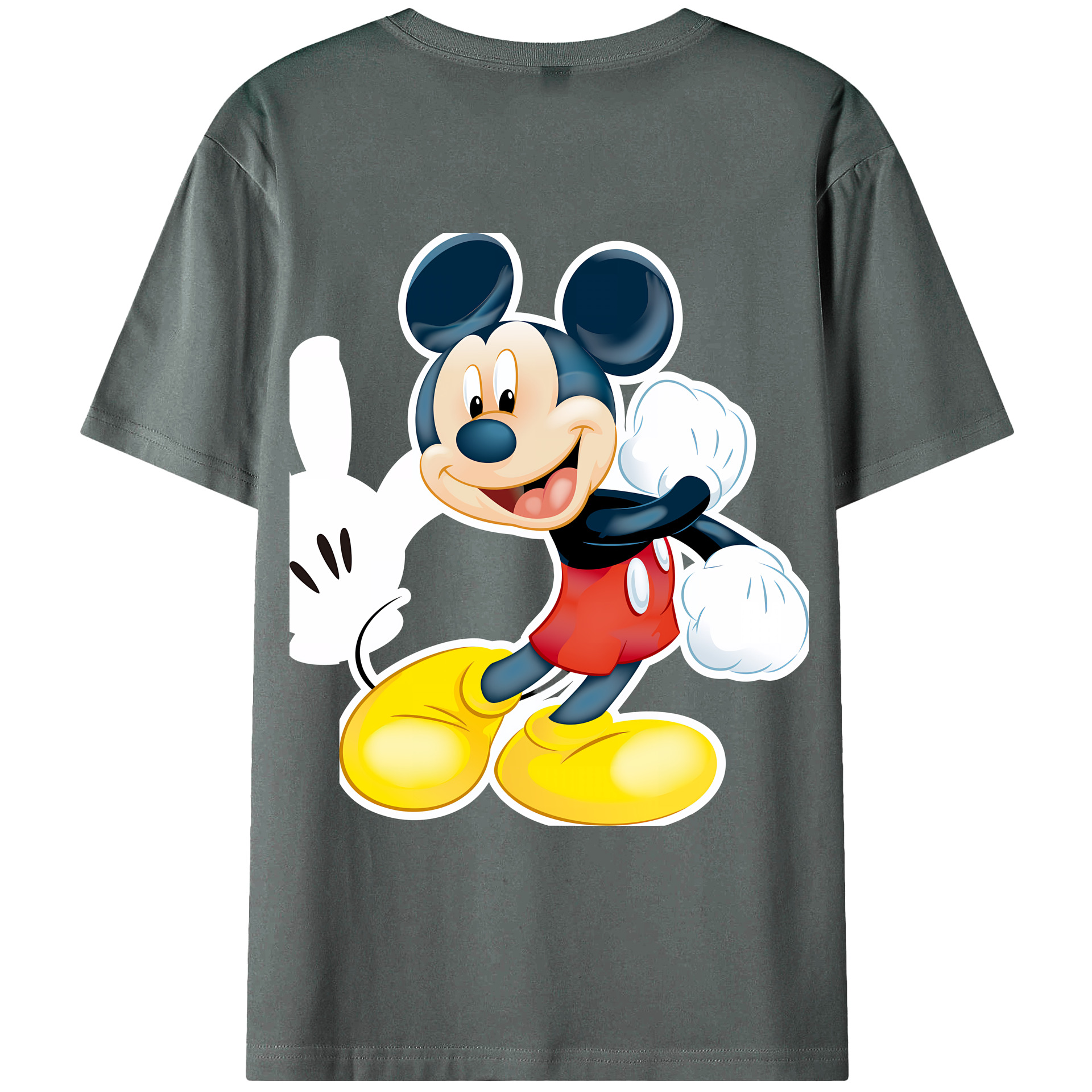 （画像用） ミッキーマウス Mickey Mouse 綿100％ メンズ半袖Tシャツ（バックプリント） 通気性